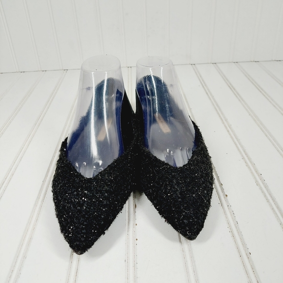 Zara Basic Pointed Toe Black Sequins Slip On Flats E179 - Picture 3 of 11